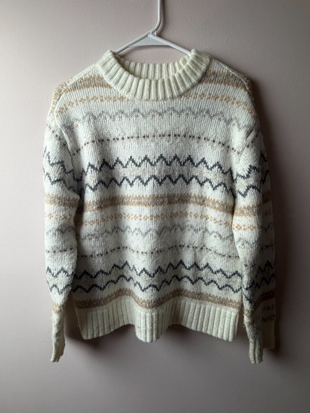 American Eagle Outfitters Women's Pullover - Cream Patterned, Size XS